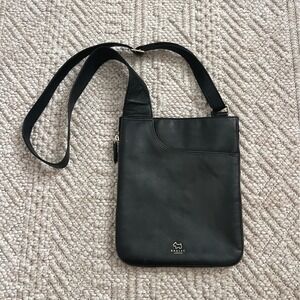 Radley London Black Leather Crossbody Bag Gold Hardware Slim Messenger